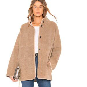 Velvet By Graham & Spencer Albany Lux Faux Sherpa Tan Reversible Pockets Size M